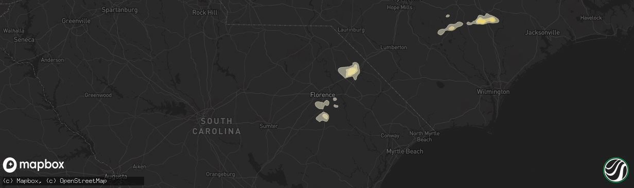 Hail map in Florence, SC on August 23, 2017