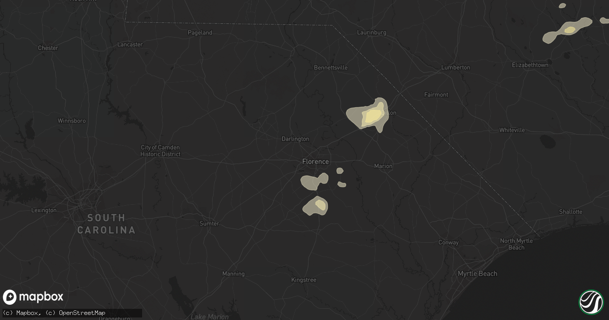 Hail map in Florence, SC on August 23, 2017