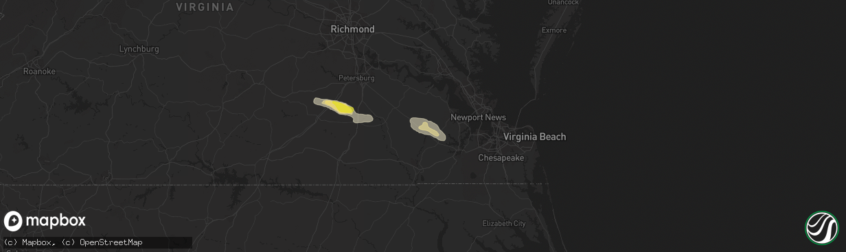 Hail map in Ivor, VA on August 23, 2017