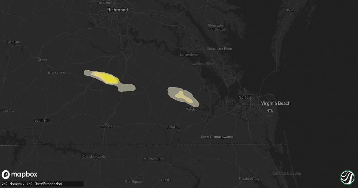 Hail map in Ivor, VA on August 23, 2017