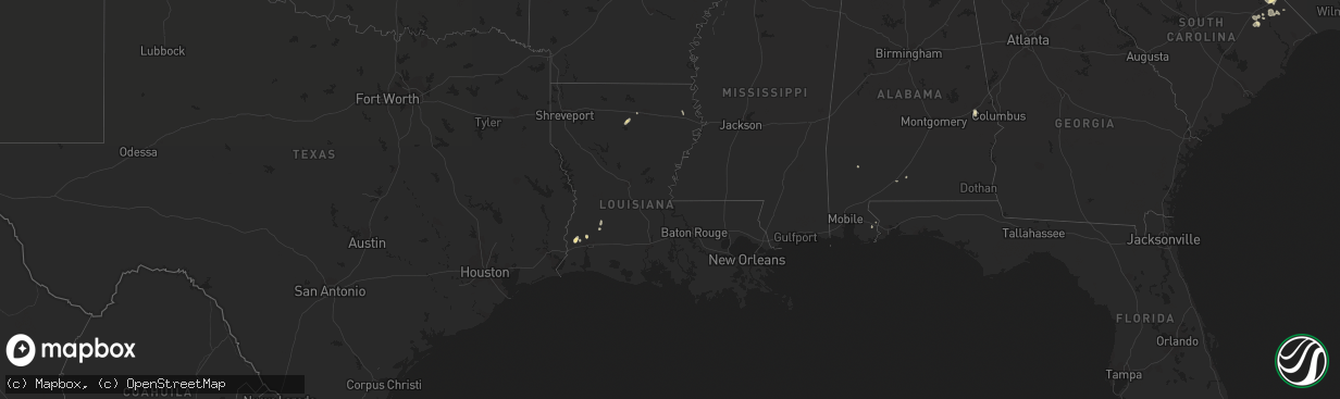 Hail map in Louisiana on August 23, 2017