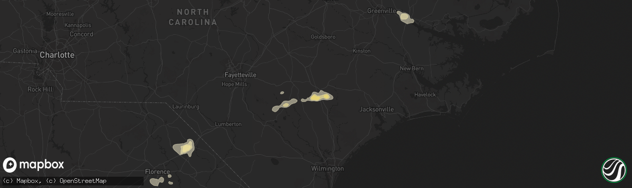 Hail map in Magnolia, NC on August 23, 2017