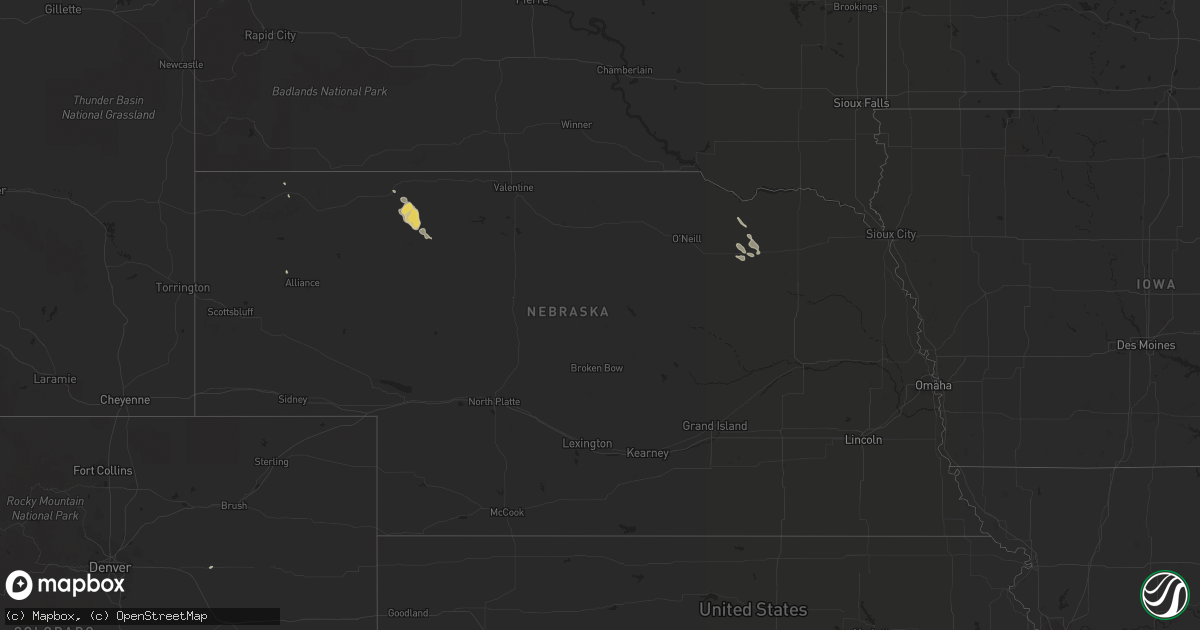 Hail map in Nebraska on August 23, 2017