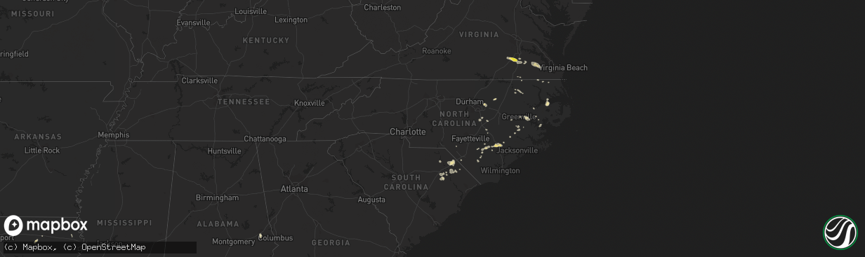 Hail map in North Carolina on August 23, 2017