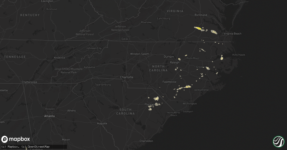 Hail map in North Carolina on August 23, 2017