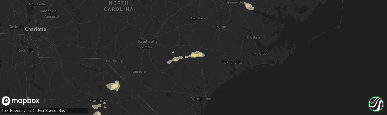 Hail map in Rose Hill, NC on August 23, 2017