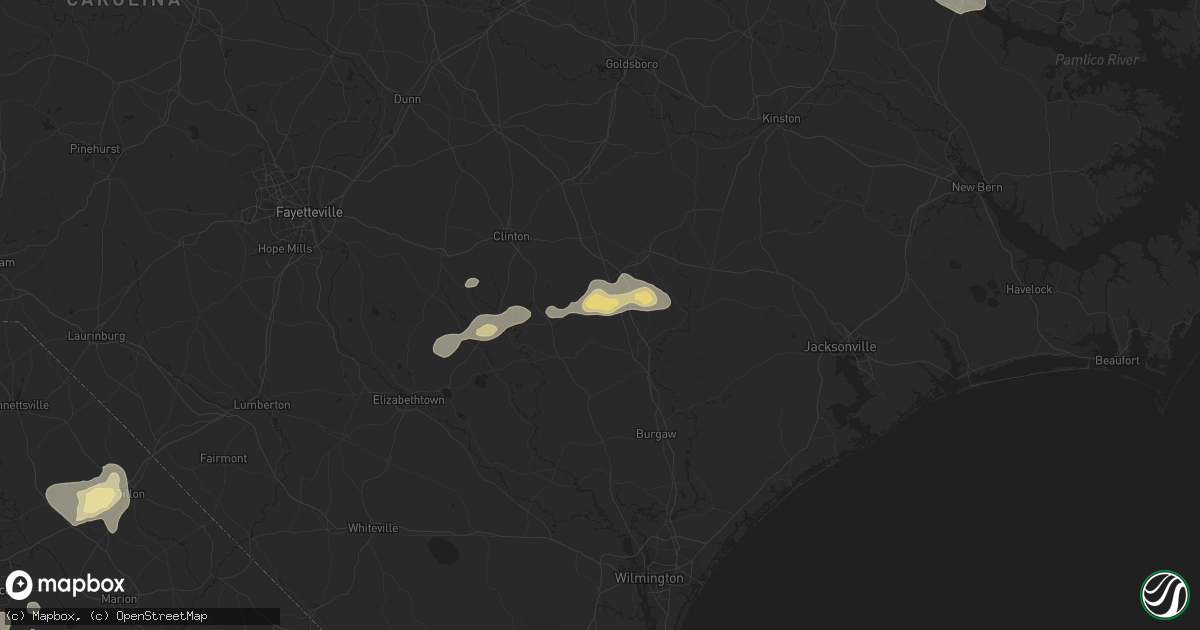 Hail map in Rose Hill, NC on August 23, 2017