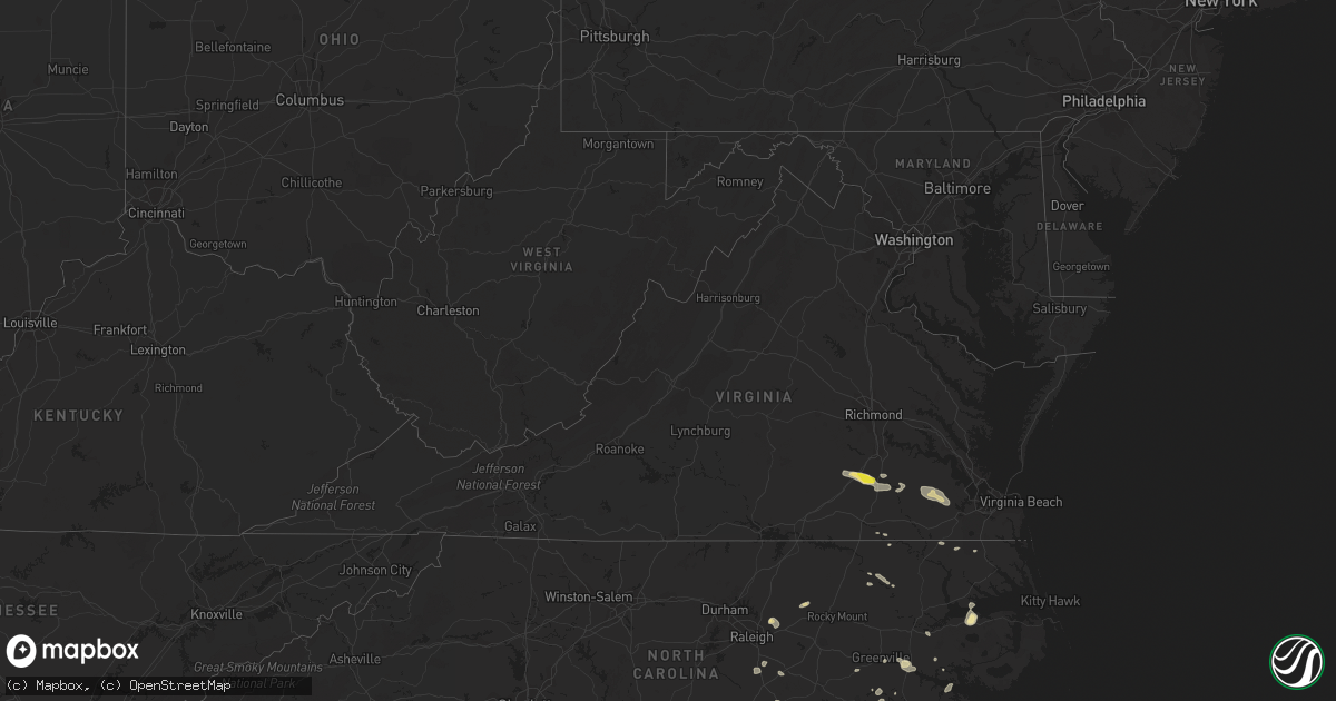 Hail map in Virginia on August 23, 2017