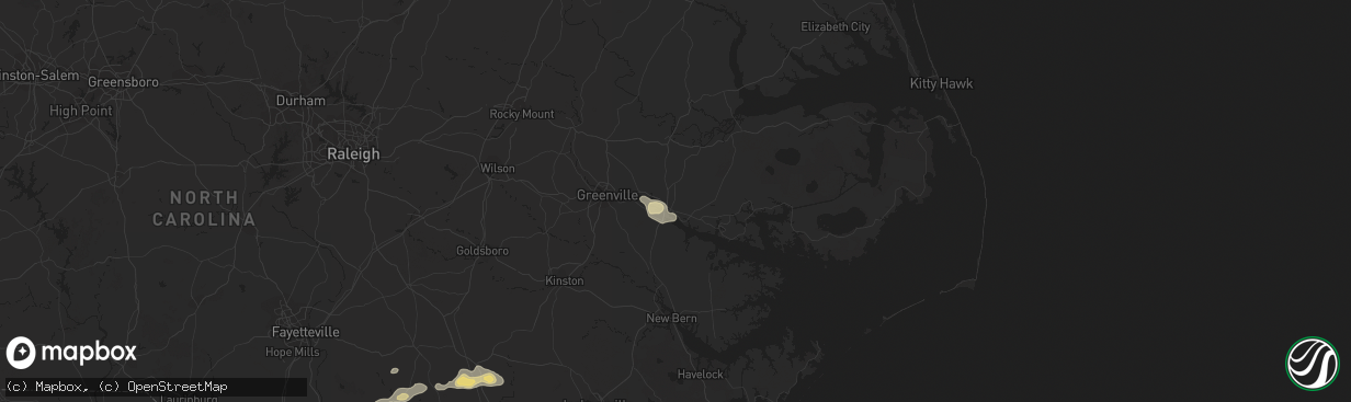 Hail map in Washington, NC on August 23, 2017