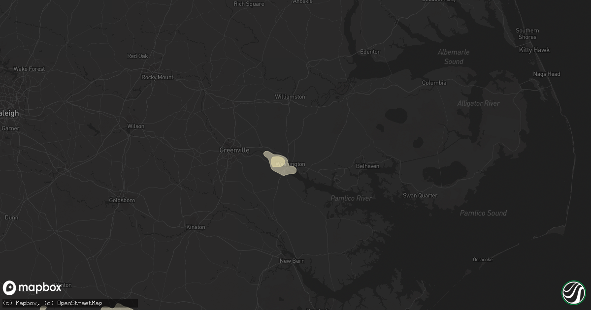 Hail map in Washington, NC on August 23, 2017