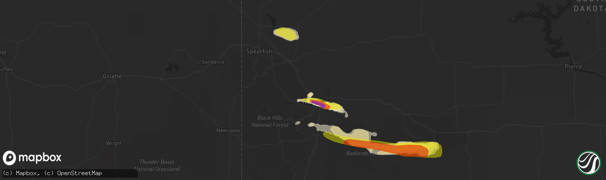 Hail map in Black Hawk, SD on August 23, 2018