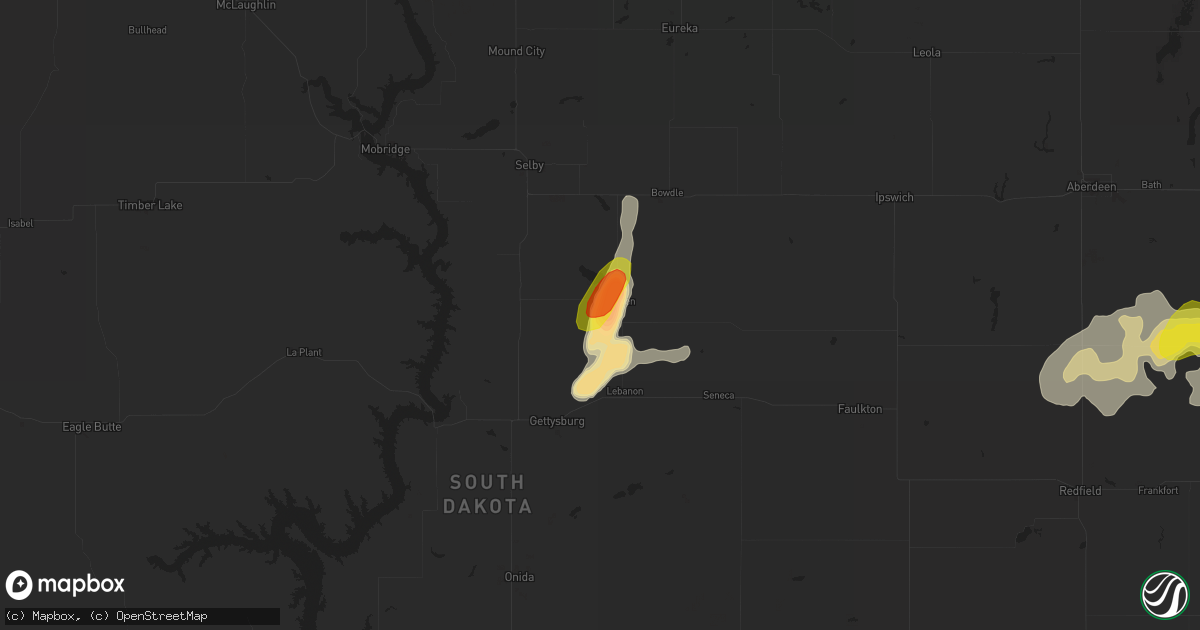 Hail map in Hoven, SD on August 23, 2018