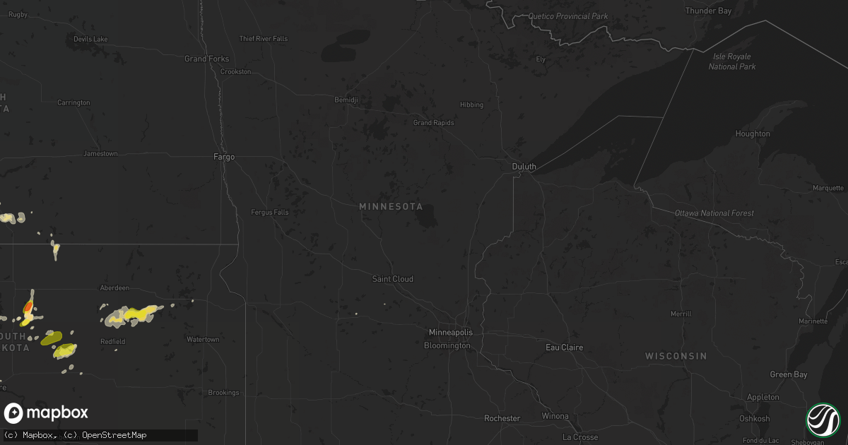Hail map in Minnesota on August 23, 2018