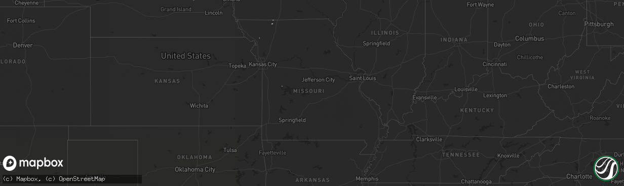 Hail map in Missouri on August 23, 2018