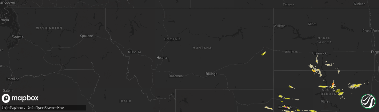 Hail map in Montana on August 23, 2018