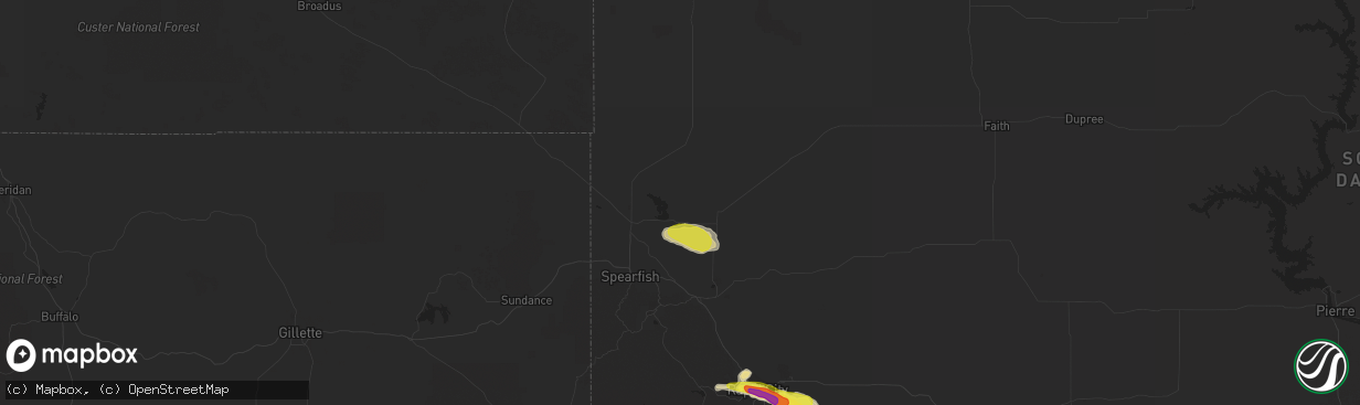 Hail map in Nisland, SD on August 23, 2018