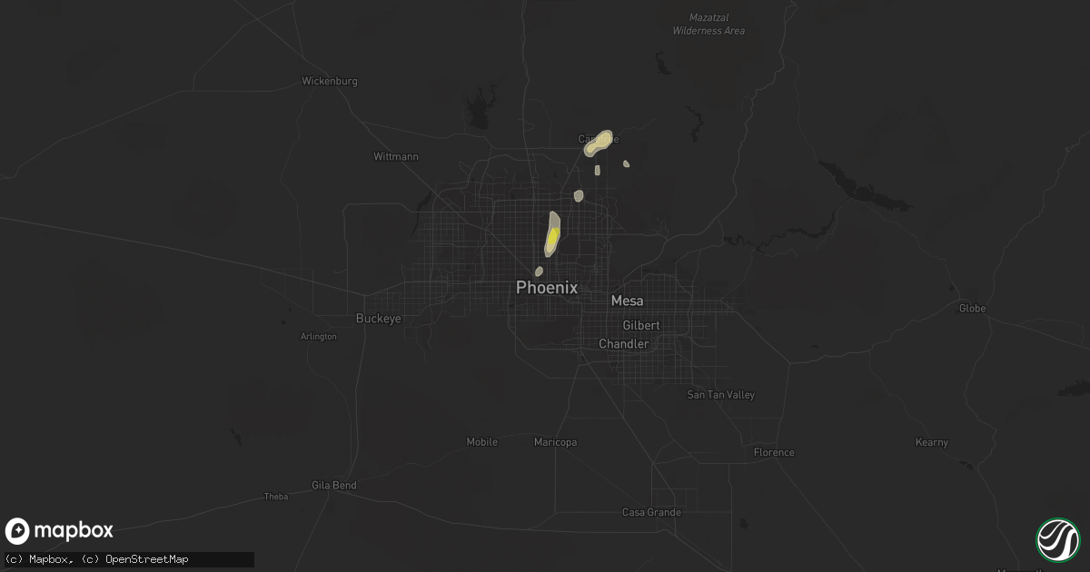 Hail map in Phoenix, AZ on August 23, 2018