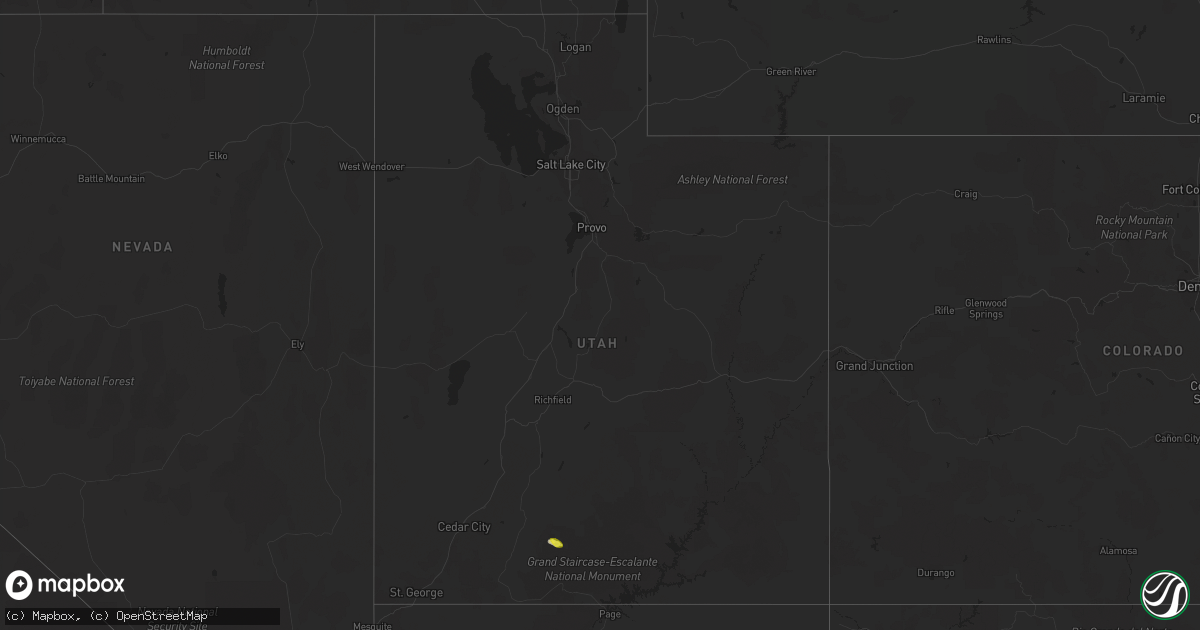 Hail map in Utah on August 23, 2018