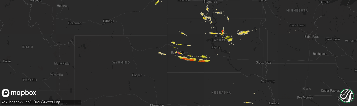 Hail map on August 23, 2018