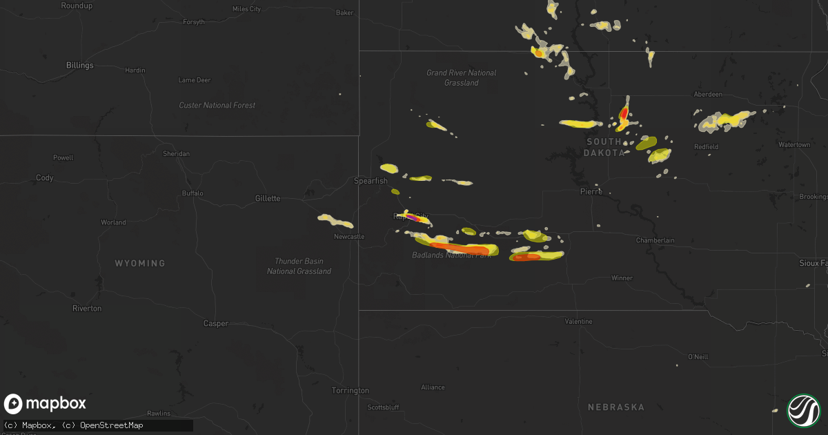 Hail map on August 23, 2018