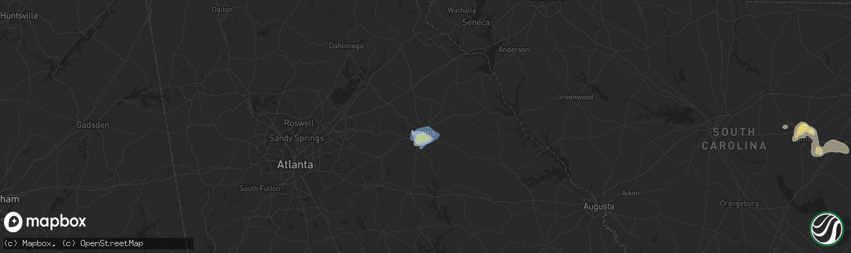 Hail map in Athens, GA on August 23, 2019