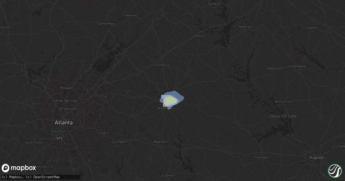 Hail map in Athens, GA on August 23, 2019