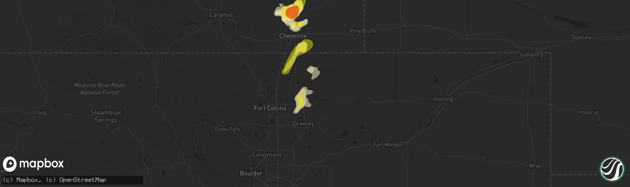 Hail map in Ault, CO on August 23, 2019