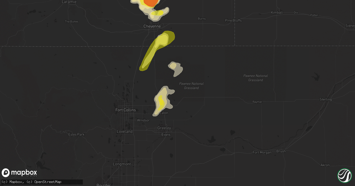 Hail map in Ault, CO on August 23, 2019