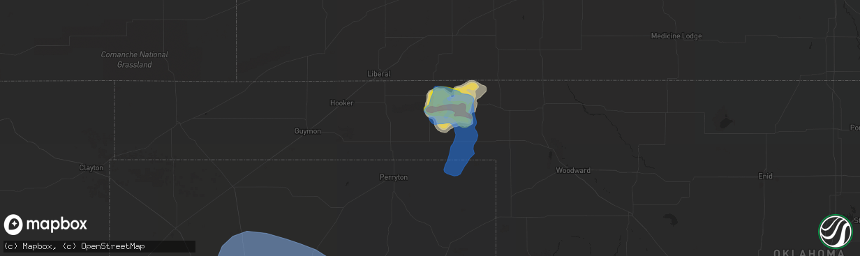 Hail map in Beaver, OK on August 23, 2019