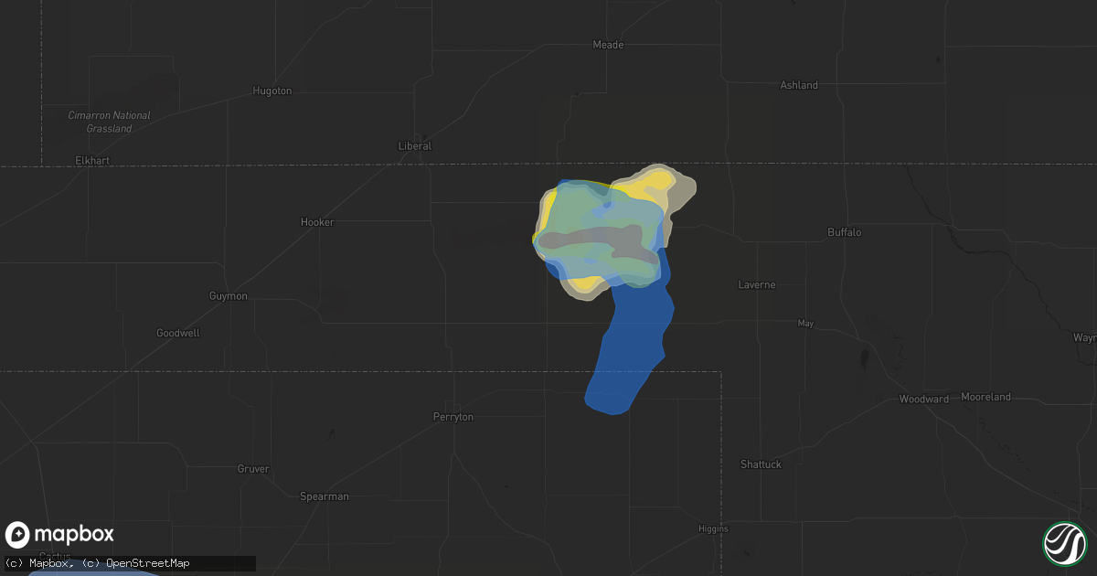 Hail map in Beaver, OK on August 23, 2019