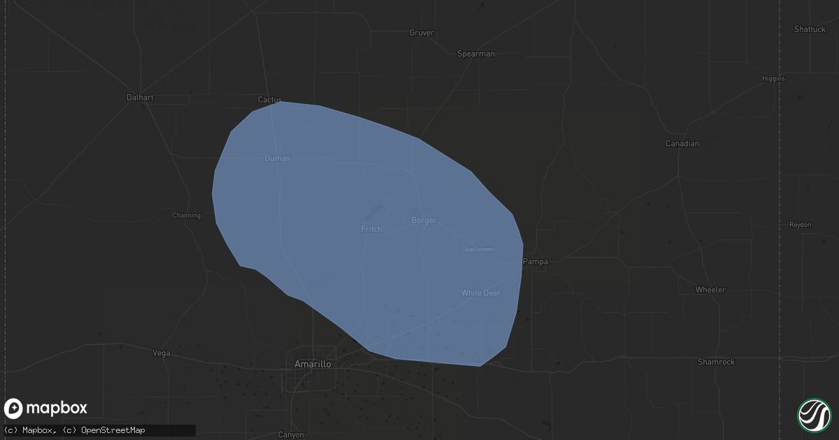 Hail map in Borger, TX on August 23, 2019