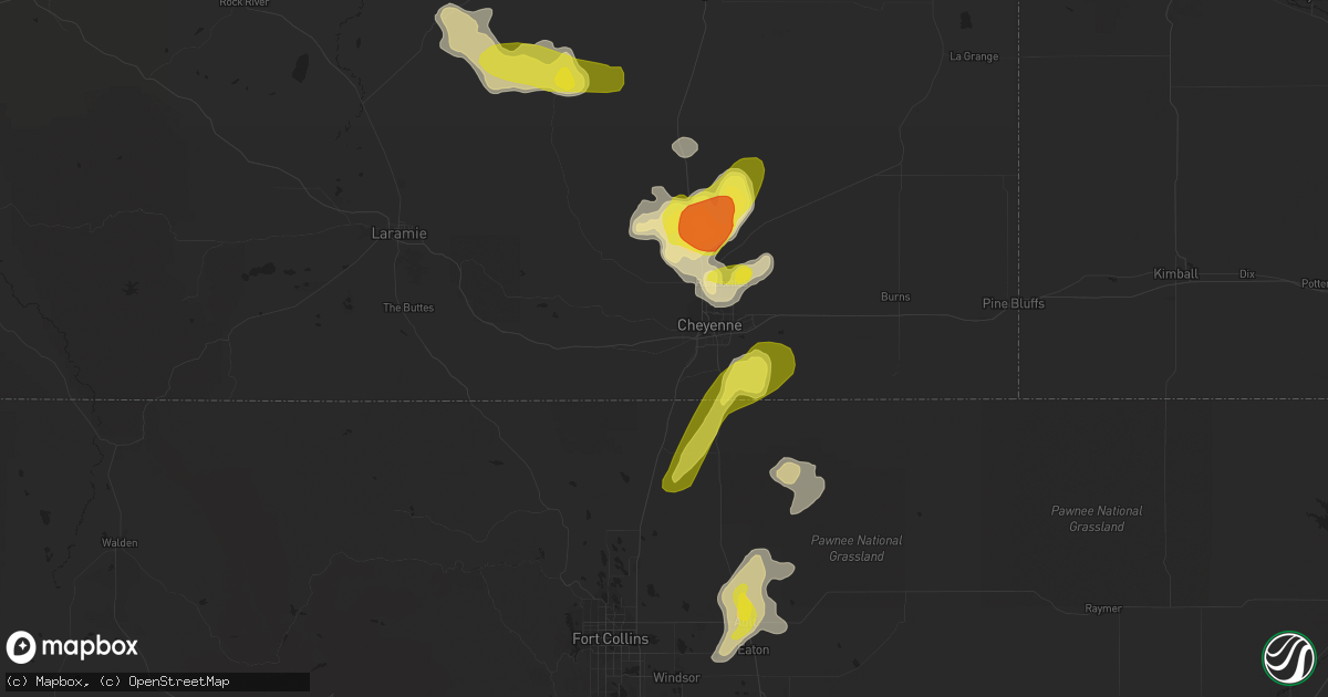 Hail map in Cheyenne, WY on August 23, 2019