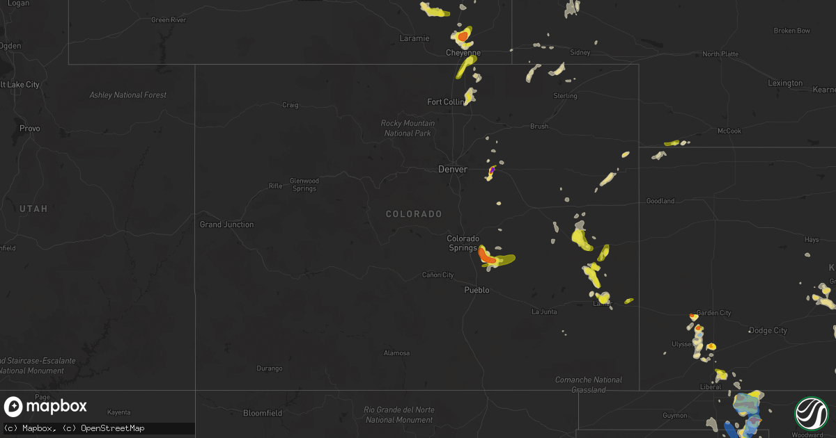Hail map in Colorado on August 23, 2019
