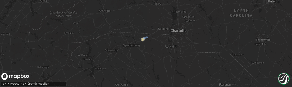 Hail map in Gaffney, SC on August 23, 2019