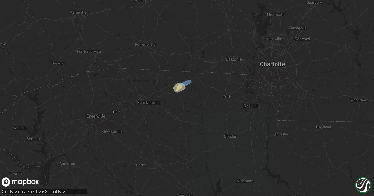 Hail map in Gaffney, SC on August 23, 2019