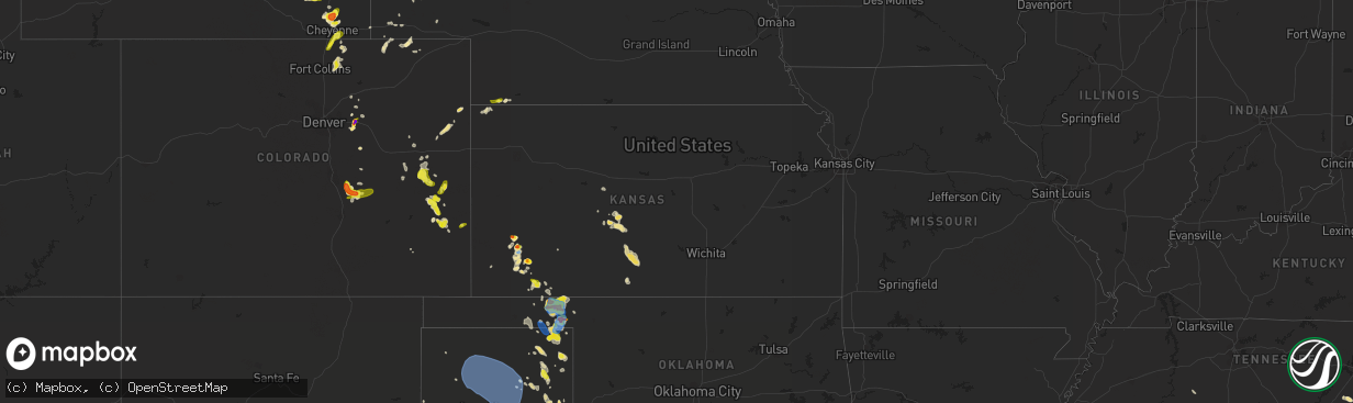 Hail map in Kansas on August 23, 2019