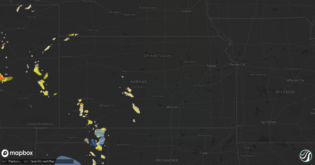 Hail map in Kansas on August 23, 2019