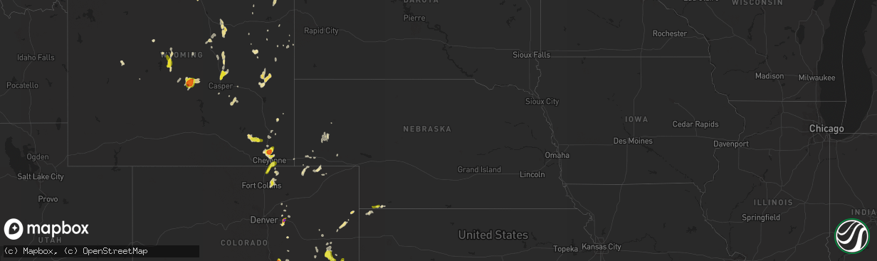 Hail map in Nebraska on August 23, 2019