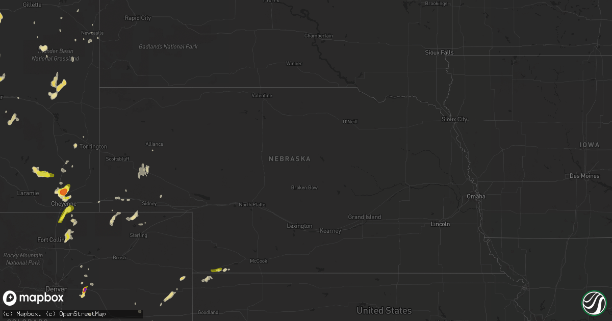 Hail map in Nebraska on August 23, 2019