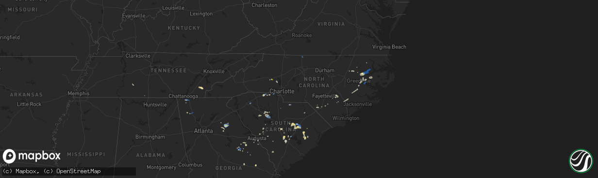 Hail map in North Carolina on August 23, 2019