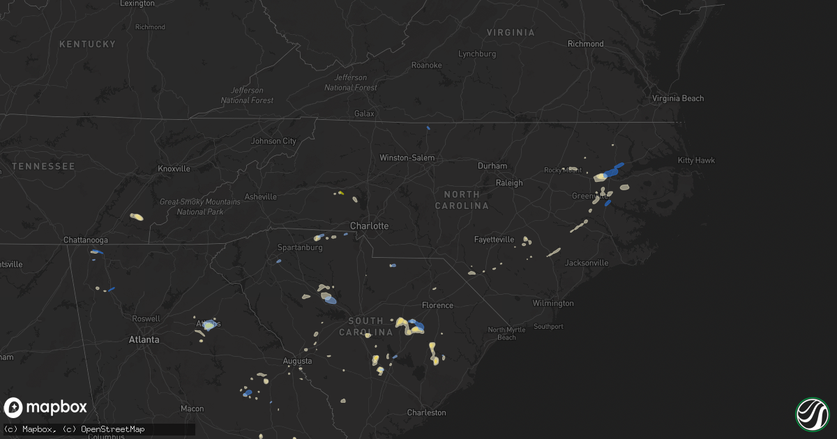 Hail map in North Carolina on August 23, 2019