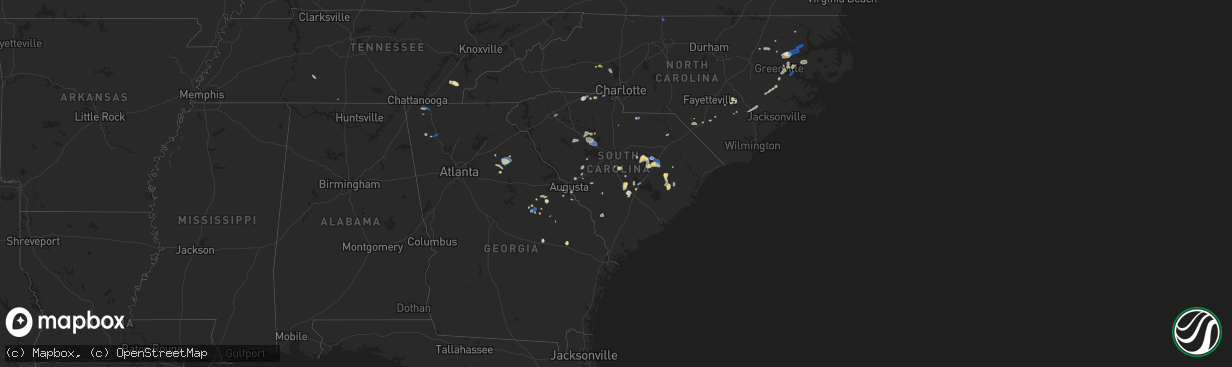 Hail map in South Carolina on August 23, 2019