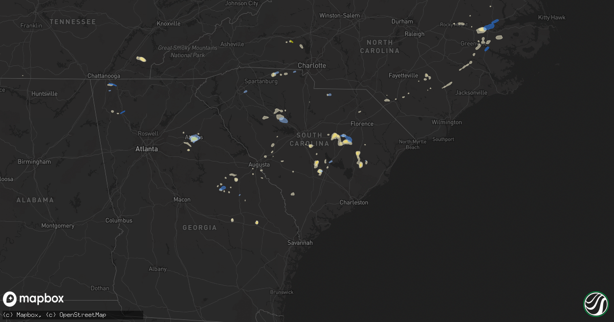 Hail map in South Carolina on August 23, 2019