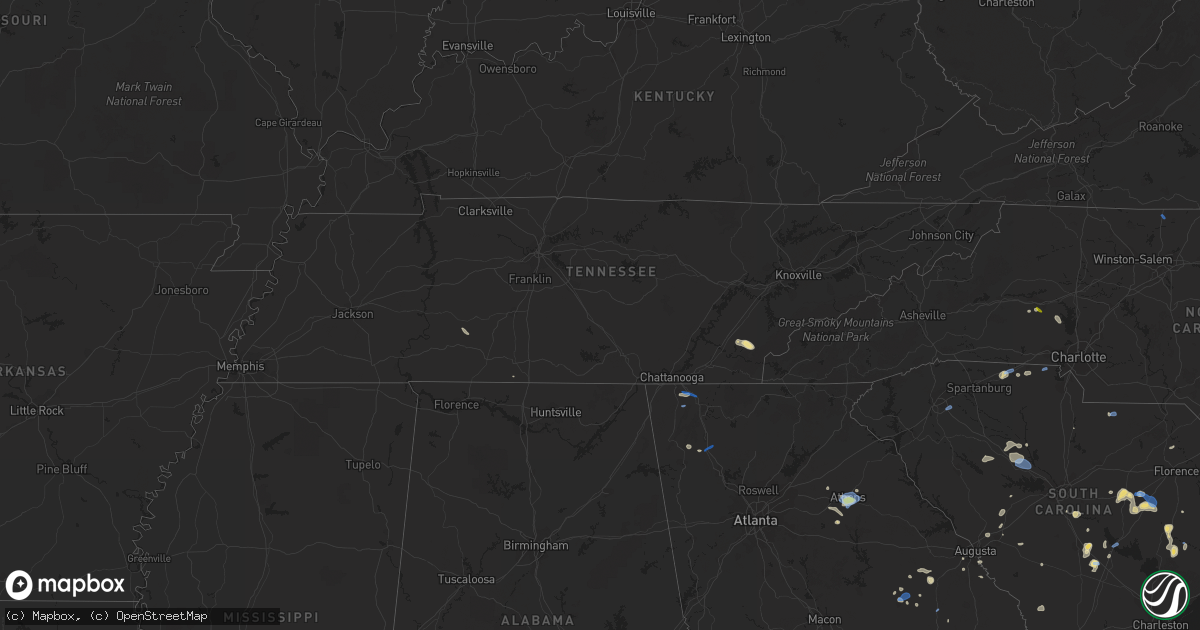 Hail map in Tennessee on August 23, 2019