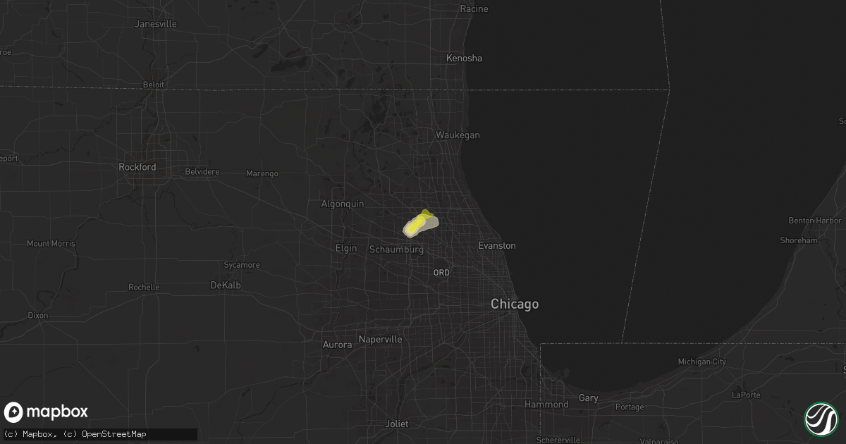 Hail map in Arlington Heights, IL on August 23, 2020