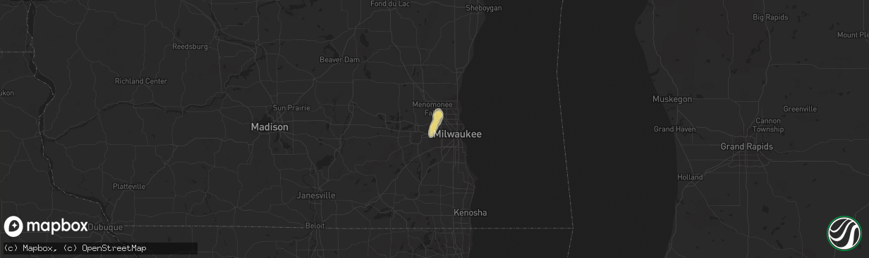 Hail map in Brookfield, WI on August 23, 2020