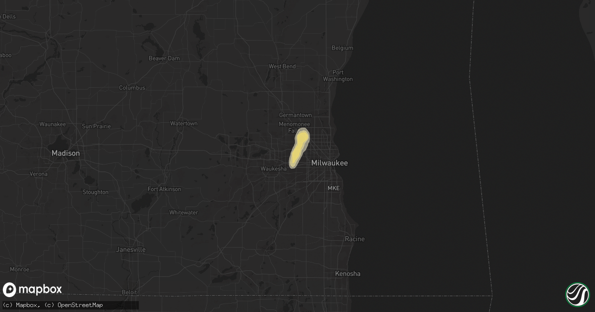 Hail map in Brookfield, WI on August 23, 2020