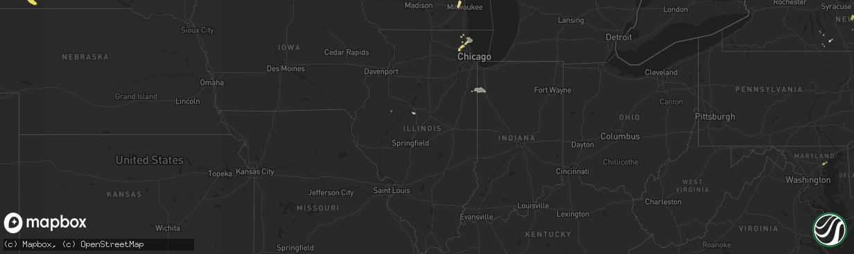 Hail map in Illinois on August 23, 2020