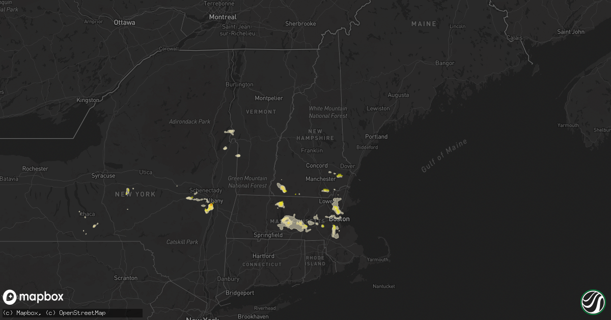 Hail map in New Hampshire on August 23, 2020