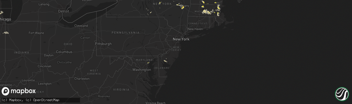 Hail map in New Jersey on August 23, 2020